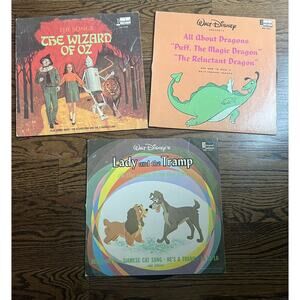 Disneyland Vintage records Walt Disney lot of 3: Lady & Tramp/ Wizard of oz/Drag